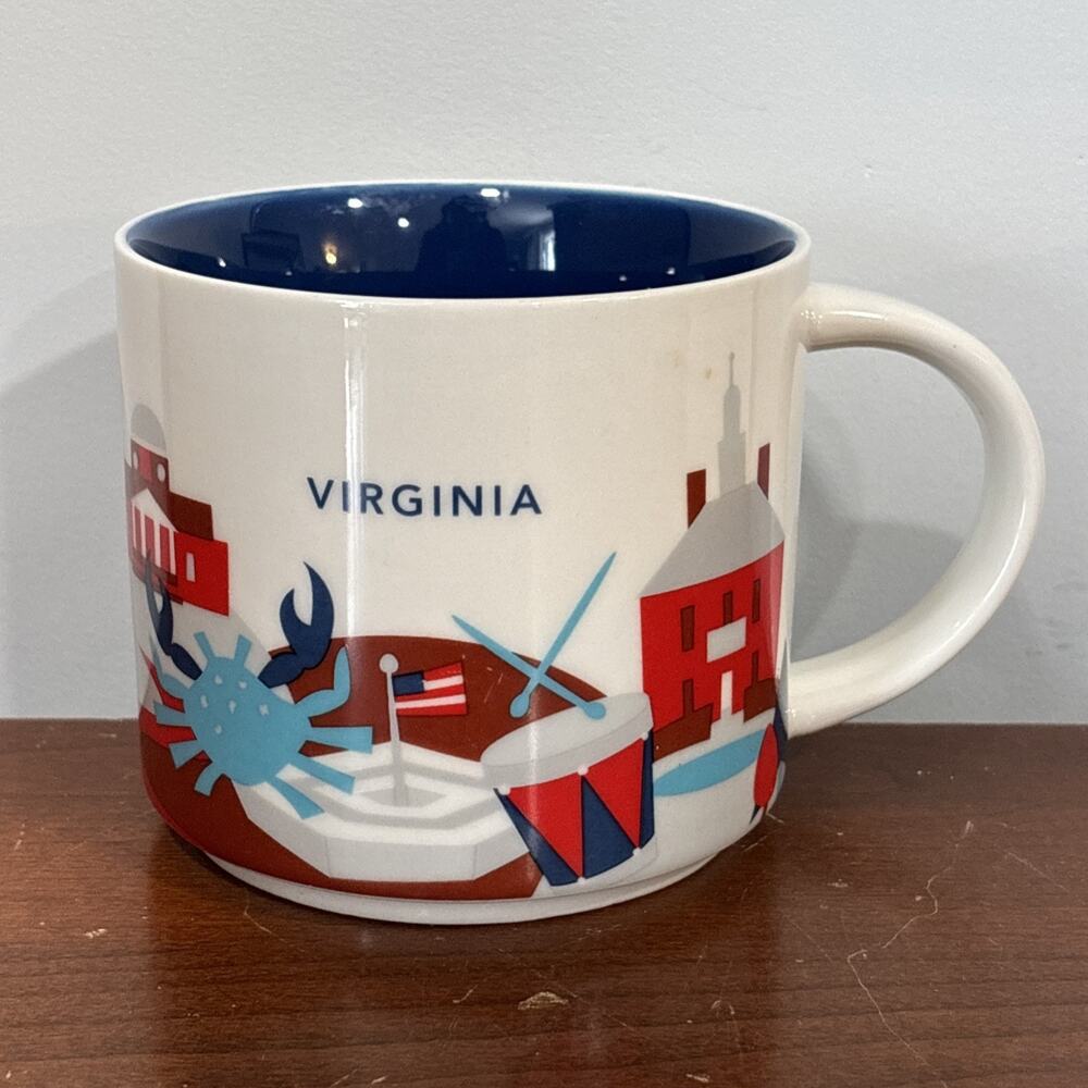 Starbucks Coffee Mug You Are Here “Virginia” Blue Crab 14oz Ceramic YAH